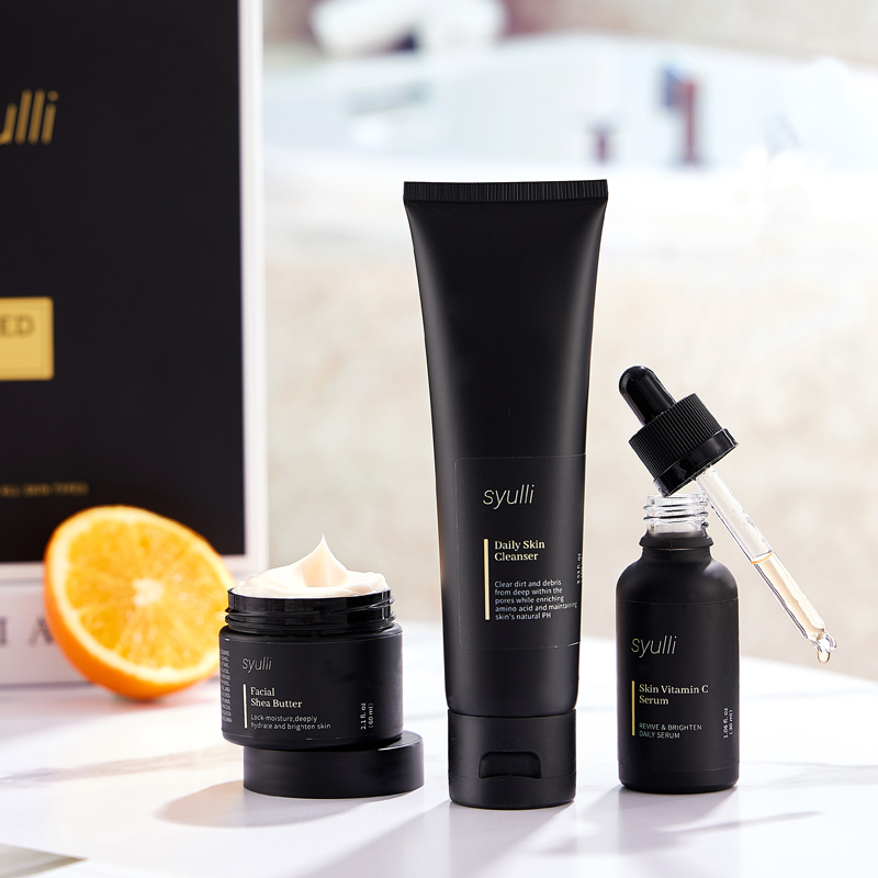 Private Label Natural Organic Anti Aging Products VC Facial Skincare Cream Serum Cleanser 3 Pieces Men's Skin Care Set