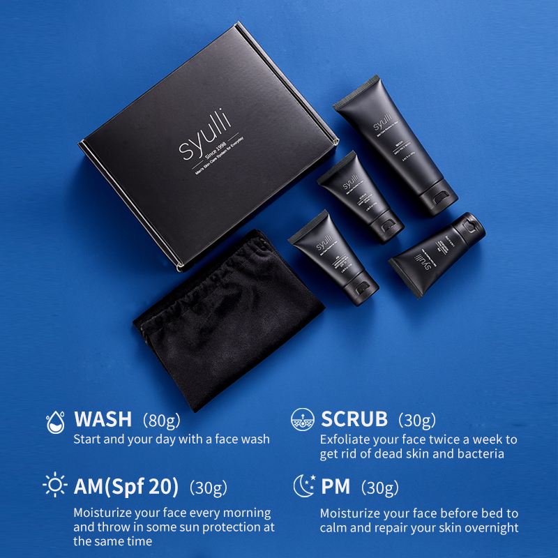 Private Label Men's Skin Care Set Acne Treatment Vitamin C Natural Organic Moisturizing Whitening Anti-Aging for Gift Travel