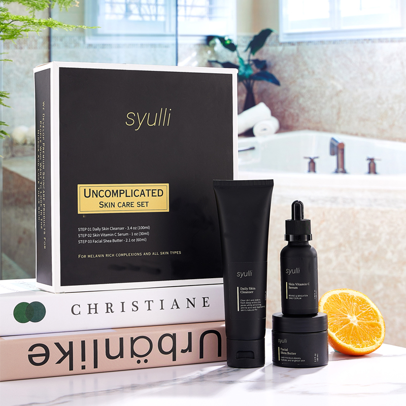 Private Label Natural Organic Anti Aging Products VC Facial Skincare Cream Serum Cleanser 3 Pieces Men's Skin Care Set