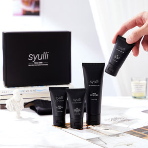 Syulli Men's Skin Care System (4-Piece Set) – Cleanse, Exfoliate, Day Moisturize, Night Repair.