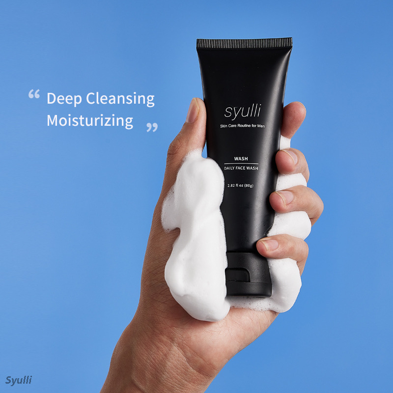 Syulli Men's Skin Care System (4-Piece Set) – Cleanse, Exfoliate, Day Moisturize, Night Repair.