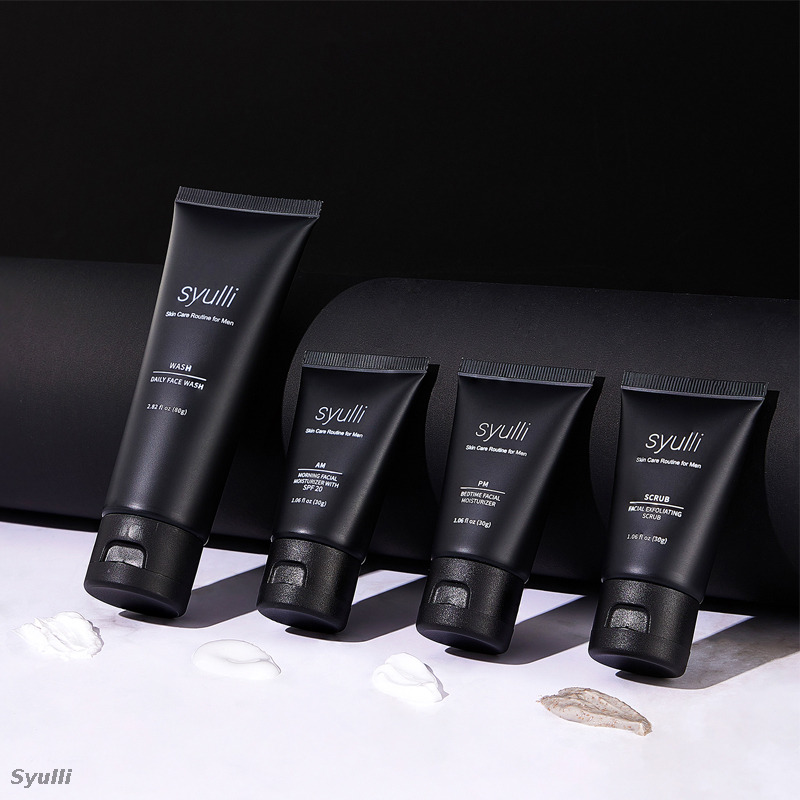 Syulli Men's Skin Care System (4-Piece Set) – Cleanse, Exfoliate, Day Moisturize, Night Repair.